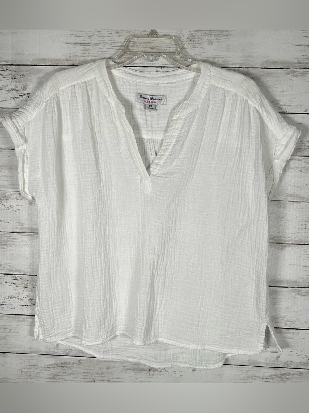 Tommy Bahama White Island Gauze Cotton Cap Sleeve Top S